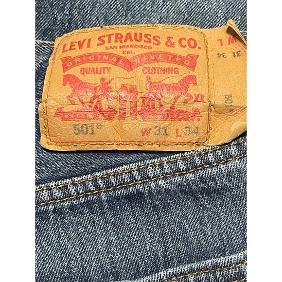 Levi's Mens 501 Original Fit Button Fly Blue Jeans Denim Size 31 Measures 31x32 - Picture 8 of 12